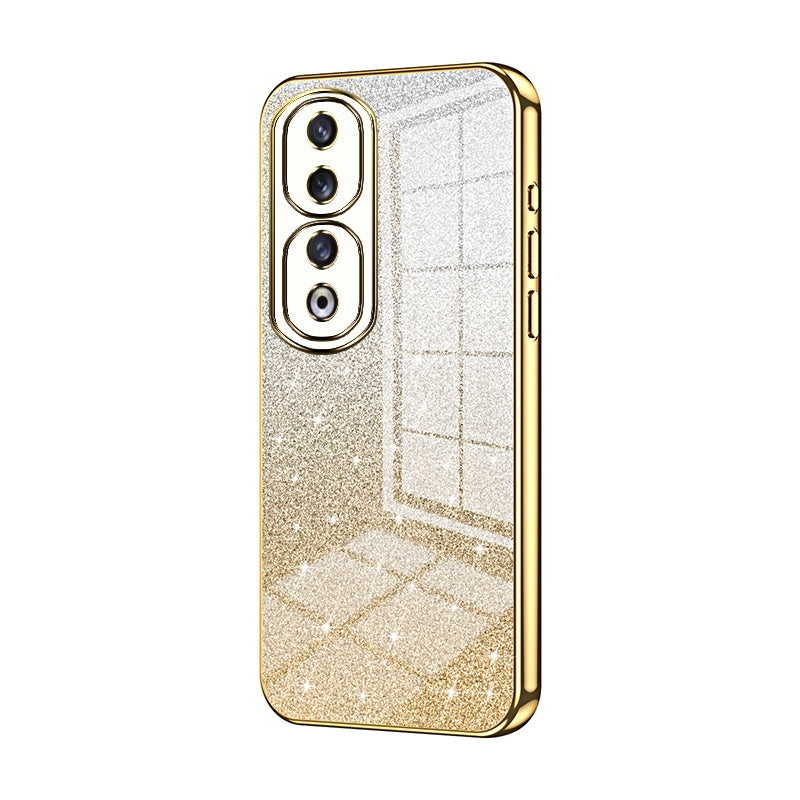 Honor 90 Pro Luxurious Electroplated Gradient Glitter Powder Case - Enhanced Lens Protection