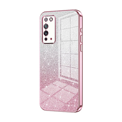 Honor X10 Luxurious Electroplated Gradient Glitter Powder Case - Enhanced Lens Protection