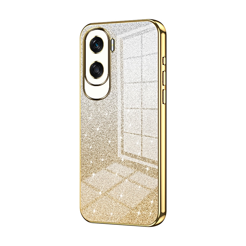 Honor 90 Lite Luxurious Electroplated Gradient Glitter Powder Case - Enhanced Lens Protection