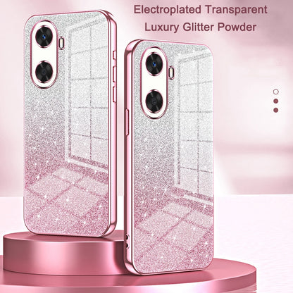 Huawei Nova 5 Pro Luxurious Electroplated Gradient Glitter Powder Case - Enhanced Lens Protection