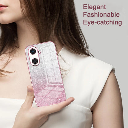 Huawei Y7a Luxurious Electroplated Gradient Glitter Powder Case - Enhanced Lens Protection