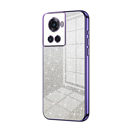 OnePlus 10R Luxurious Electroplated Gradient Glitter Powder Case - Enhanced Lens Protection