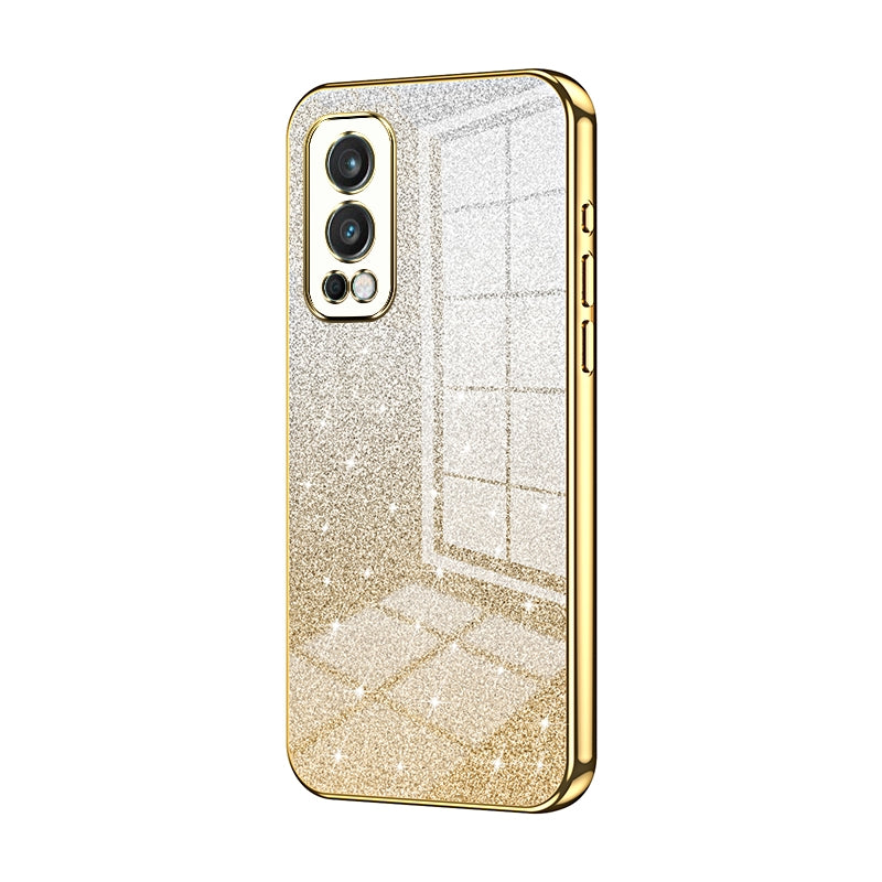 OnePlus Nord 2 5G Luxurious Electroplated Gradient Glitter Powder Case - Enhanced Lens Protection