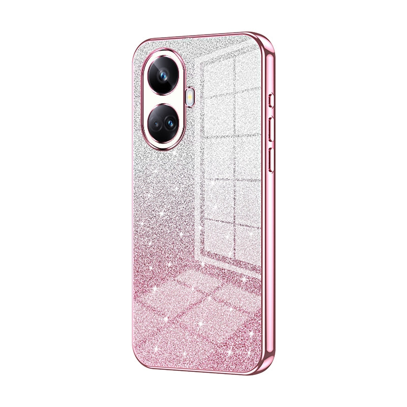 Realme 10 Pro+ Luxurious Electroplated Gradient Glitter Powder Case - Enhanced Lens Protection