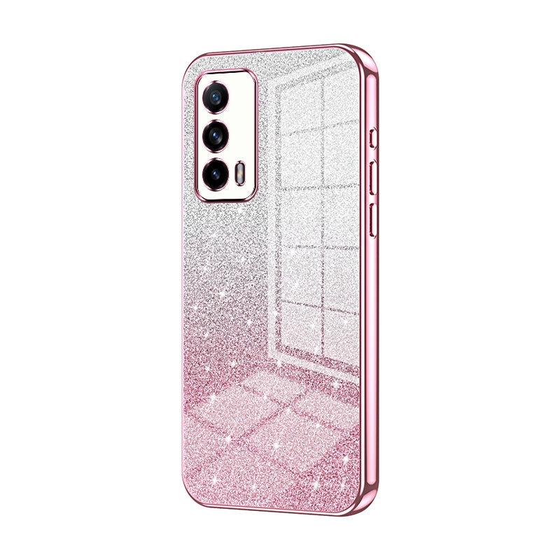 Realme X7 Pro Ultra Luxurious Electroplated Gradient Glitter Powder Case - Enhanced Lens Protection
