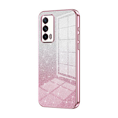 Realme X7 Pro Ultra Luxurious Electroplated Gradient Glitter Powder Case - Enhanced Lens Protection