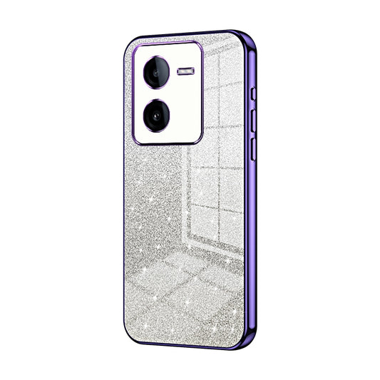 vivo iQOO Z8 Luxurious Electroplated Gradient Glitter Powder Case - Enhanced Lens Protection