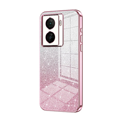 vivo iQOO Z7x Luxurious Electroplated Gradient Glitter Powder Case - Enhanced Lens Protection