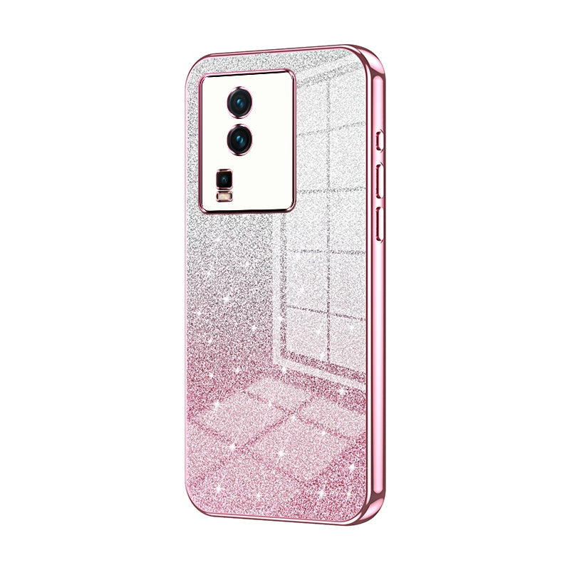 vivo iQOO Neo7 Luxurious Electroplated Gradient Glitter Powder Case - Enhanced Lens Protection