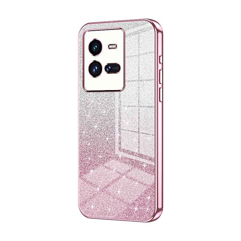 vivo iQOO 10 Pro Luxurious Electroplated Gradient Glitter Powder Case - Enhanced Lens Protection