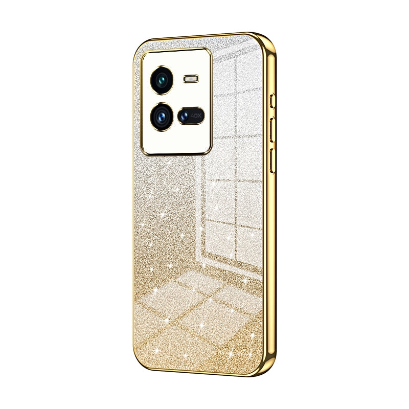 vivo iQOO 10 Pro Luxurious Electroplated Gradient Glitter Powder Case - Enhanced Lens Protection