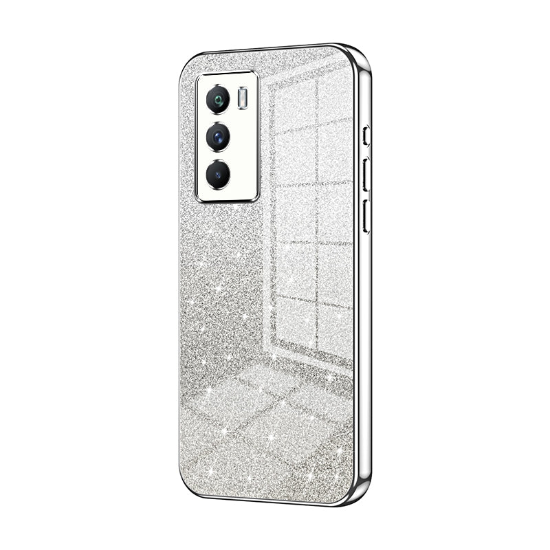 vivo iQOO 9 SE Luxurious Electroplated Gradient Glitter Powder Case - Enhanced Lens Protection