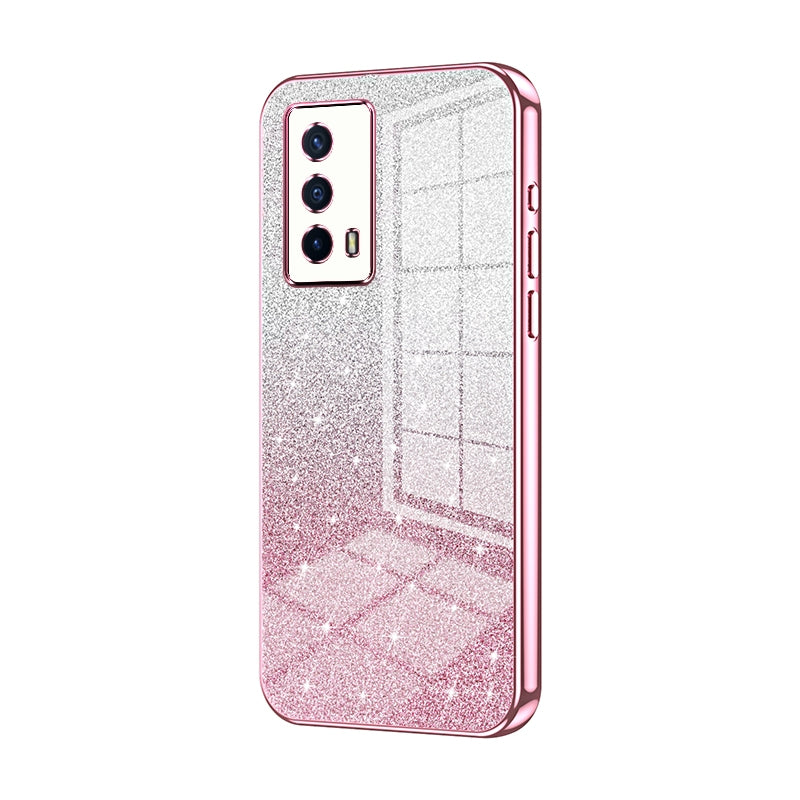 vivo iQOO Z5 Luxurious Electroplated Gradient Glitter Powder Case - Enhanced Lens Protection