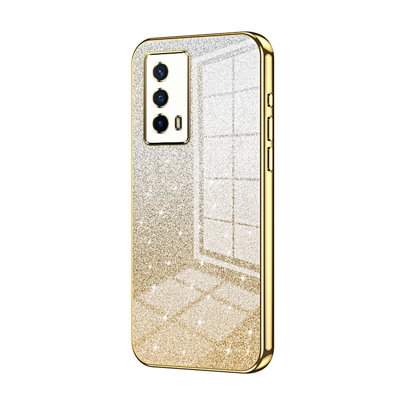 vivo iQOO Z5 Luxurious Electroplated Gradient Glitter Powder Case - Enhanced Lens Protection