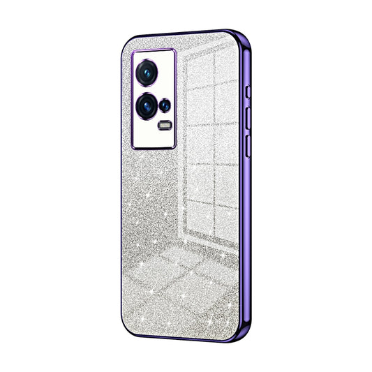 vivo iQOO 8 Pro Luxurious Electroplated Gradient Glitter Powder Case - Enhanced Lens Protection