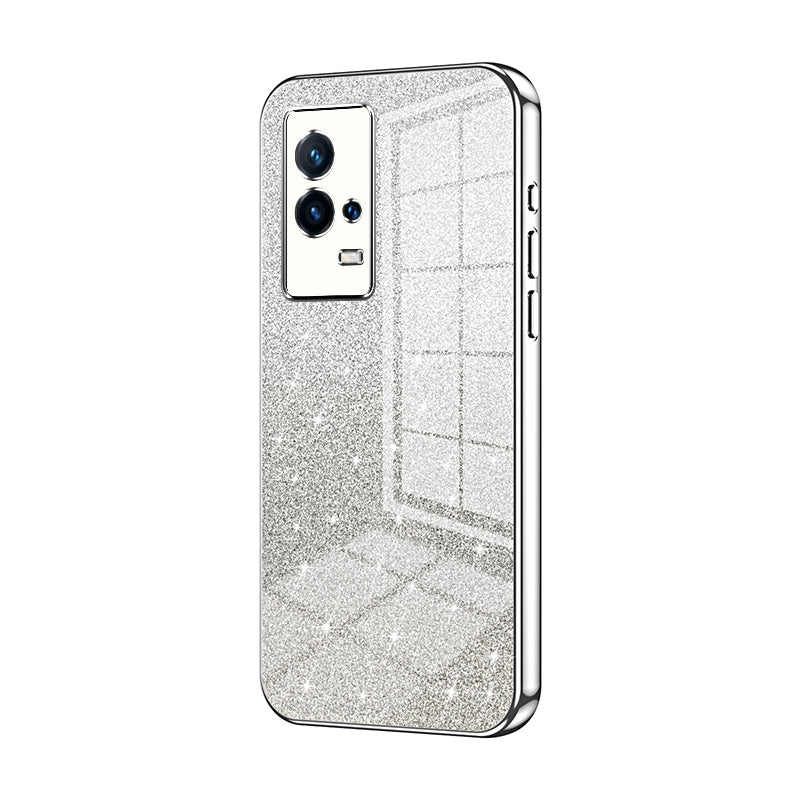 vivo iQOO 8 Luxurious Electroplated Gradient Glitter Powder Case - Enhanced Lens Protection