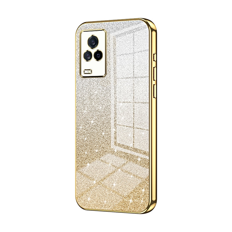 vivo iQOO 7 Luxurious Electroplated Gradient Glitter Powder Case - Enhanced Lens Protection