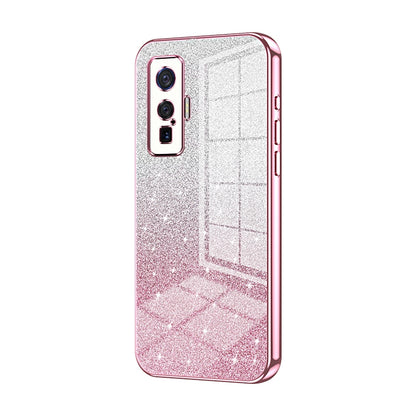 vivo iQOO 5 Pro Luxurious Electroplated Gradient Glitter Powder Case - Enhanced Lens Protection