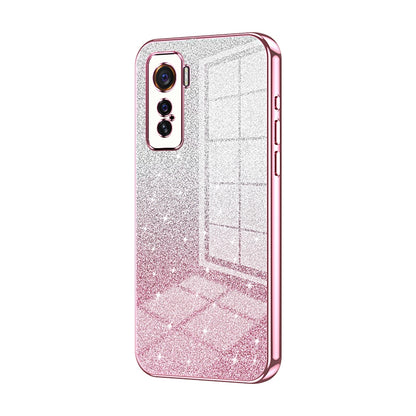 vivo iQOO 5 Luxurious Electroplated Gradient Glitter Powder Case - Enhanced Lens Protection