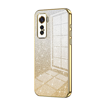 vivo iQOO 5 Luxurious Electroplated Gradient Glitter Powder Case - Enhanced Lens Protection