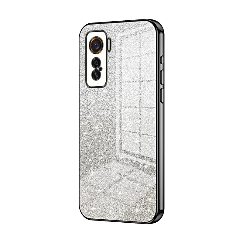 vivo iQOO 5 Luxurious Electroplated Gradient Glitter Powder Case - Enhanced Lens Protection