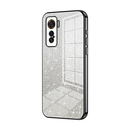 vivo iQOO 5 Luxurious Electroplated Gradient Glitter Powder Case - Enhanced Lens Protection