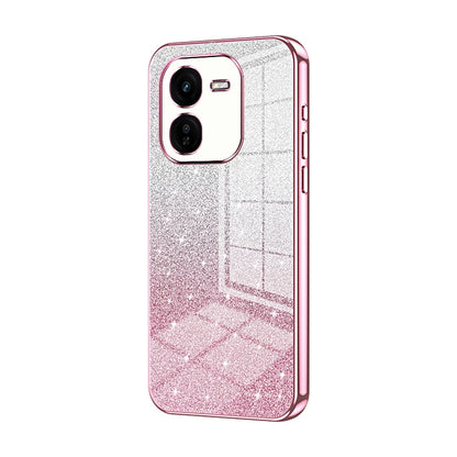 vivo iQOO Z9x Luxurious Electroplated Gradient Glitter Powder Case - Enhanced Lens Protection