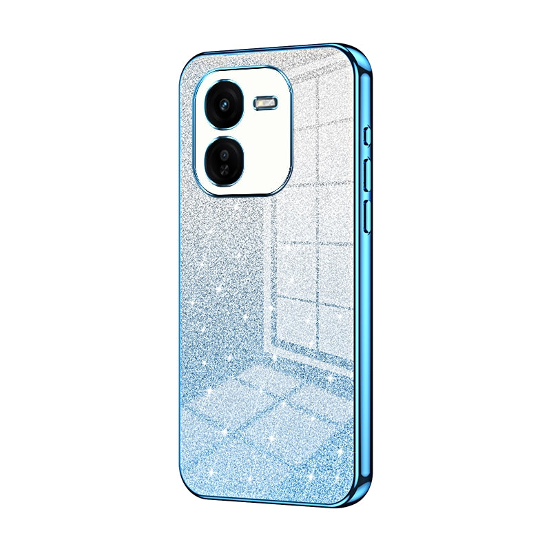 vivo iQOO Z9x Luxurious Electroplated Gradient Glitter Powder Case - Enhanced Lens Protection