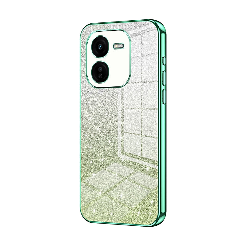 vivo iQOO Z9x Luxurious Electroplated Gradient Glitter Powder Case - Enhanced Lens Protection