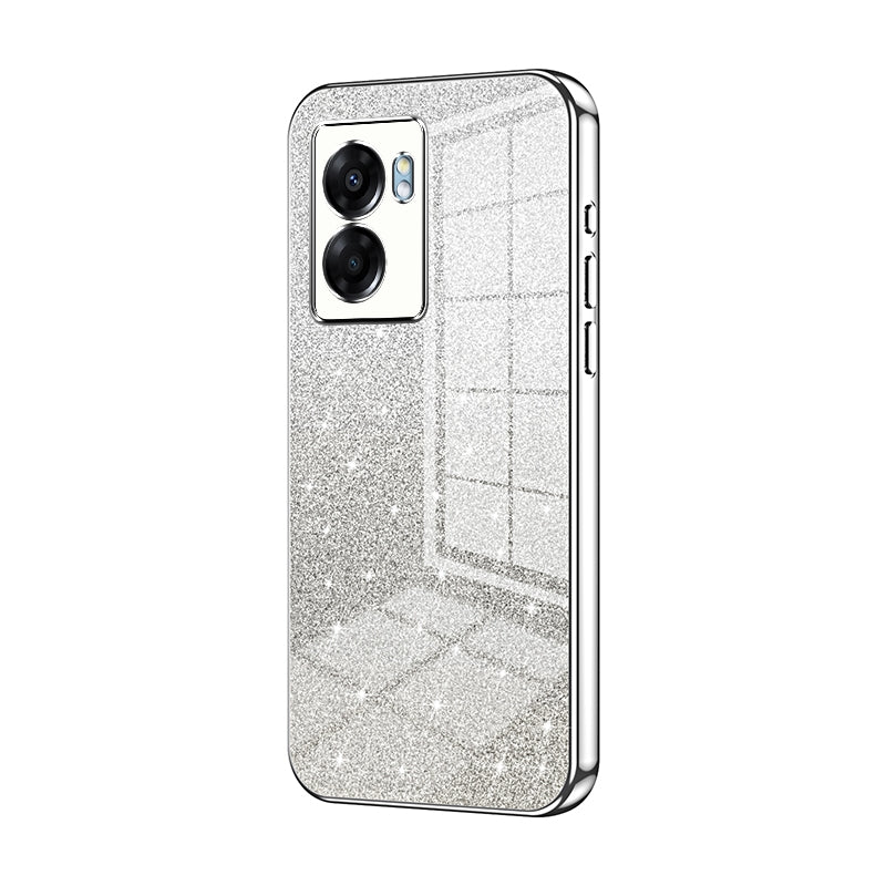 OPPO A57 5G Luxurious Electroplated Gradient Glitter Powder Case - Enhanced Lens Protection