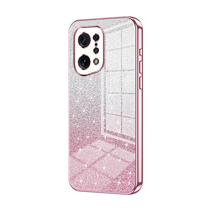 OPPO Find X5 Luxurious Electroplated Gradient Glitter Powder Case - Enhanced Lens Protection