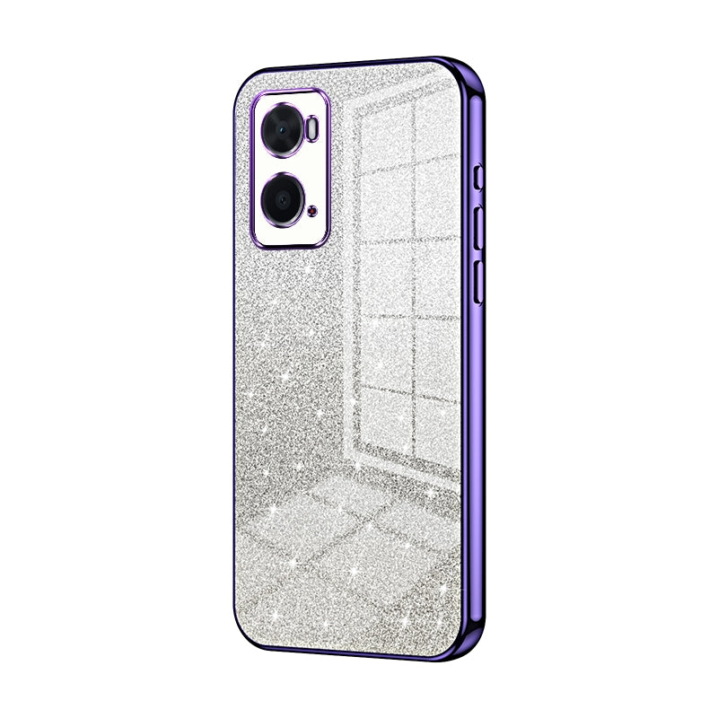 OPPO A96 4G Global Luxurious Electroplated Gradient Glitter Powder Case - Enhanced Lens Protection