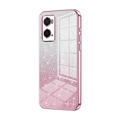 OPPO A76 Luxurious Electroplated Gradient Glitter Powder Case - Enhanced Lens Protection