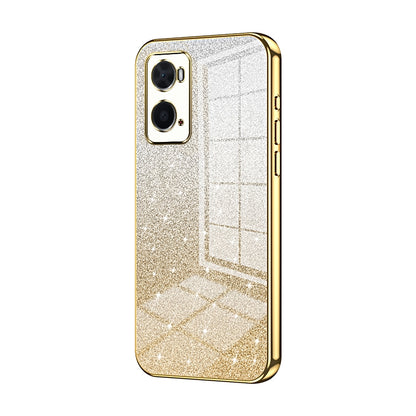 OPPO A96 4G Global Luxurious Electroplated Gradient Glitter Powder Case - Enhanced Lens Protection
