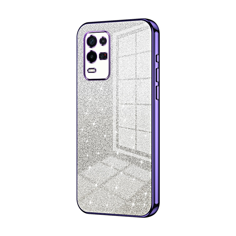 OPPO K9x Luxurious Electroplated Gradient Glitter Powder Case - Enhanced Lens Protection