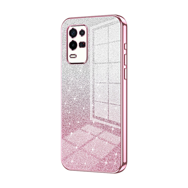 OPPO K9x Luxurious Electroplated Gradient Glitter Powder Case - Enhanced Lens Protection