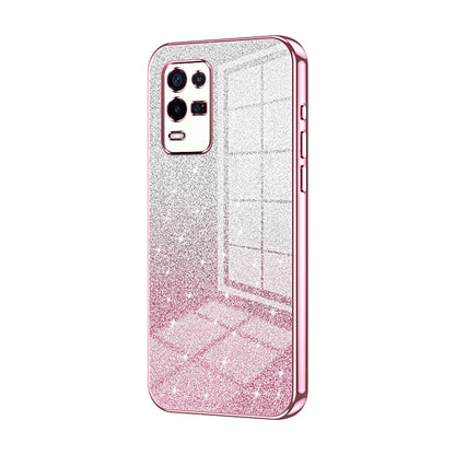OPPO K9x Luxurious Electroplated Gradient Glitter Powder Case - Enhanced Lens Protection