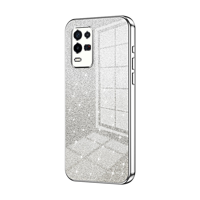 OPPO K9x Luxurious Electroplated Gradient Glitter Powder Case - Enhanced Lens Protection