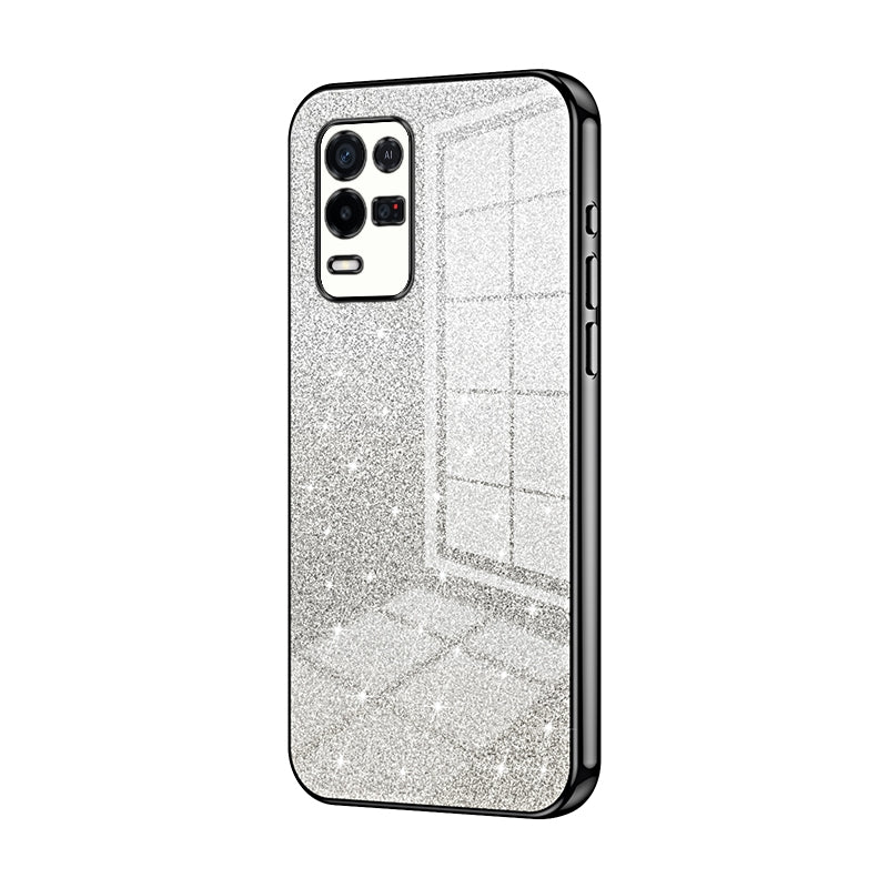 OPPO K9x Luxurious Electroplated Gradient Glitter Powder Case - Enhanced Lens Protection