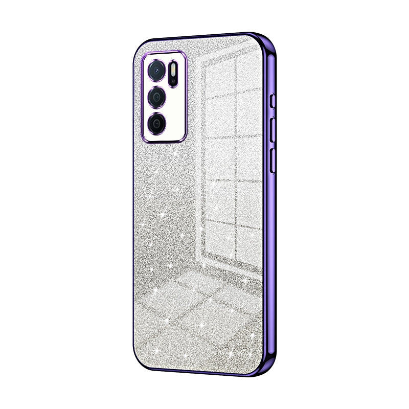 OPPO A16s Luxurious Electroplated Gradient Glitter Powder Case - Enhanced Lens Protection