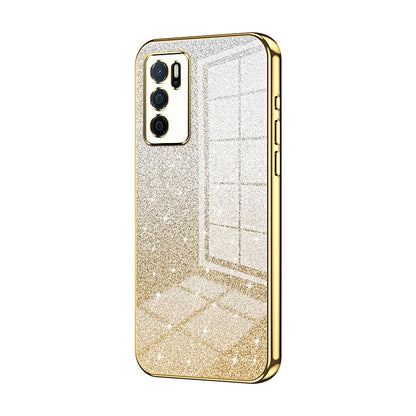 OPPO A54s Luxurious Electroplated Gradient Glitter Powder Case - Enhanced Lens Protection