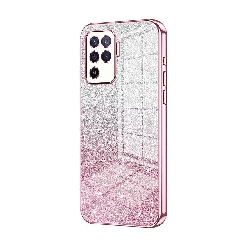 OPPO A94 4G Luxurious Electroplated Gradient Glitter Powder Case - Enhanced Lens Protection