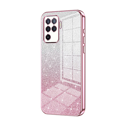 OPPO A94 4G Luxurious Electroplated Gradient Glitter Powder Case - Enhanced Lens Protection