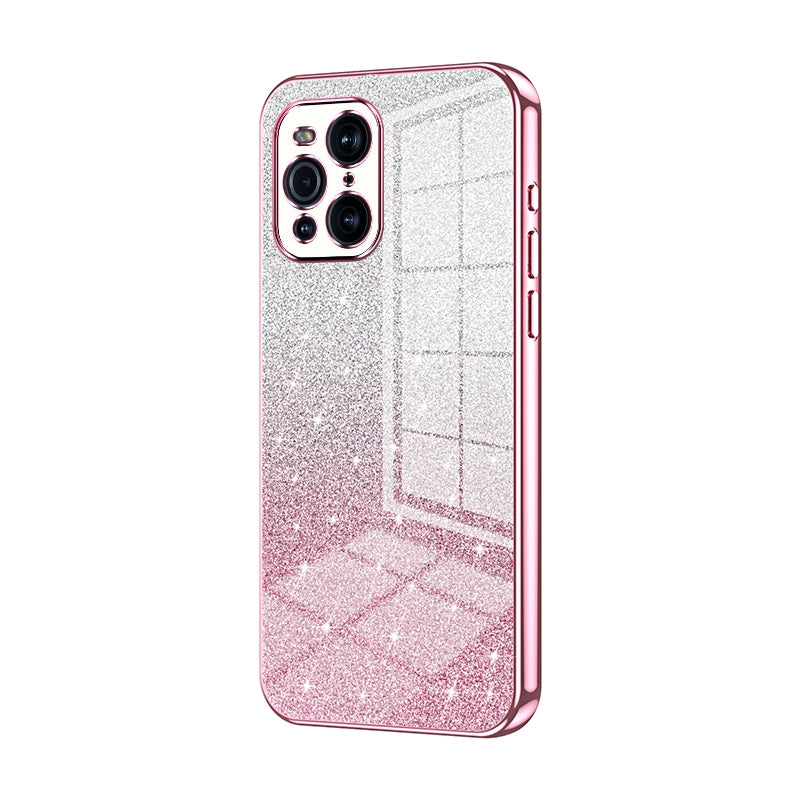 OPPO Find X3 Luxurious Electroplated Gradient Glitter Powder Case - Enhanced Lens Protection