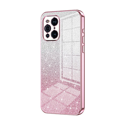 OPPO Find X3 Luxurious Electroplated Gradient Glitter Powder Case - Enhanced Lens Protection