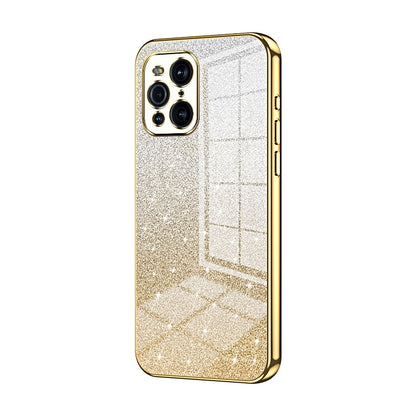 OPPO Find X3 Luxurious Electroplated Gradient Glitter Powder Case - Enhanced Lens Protection