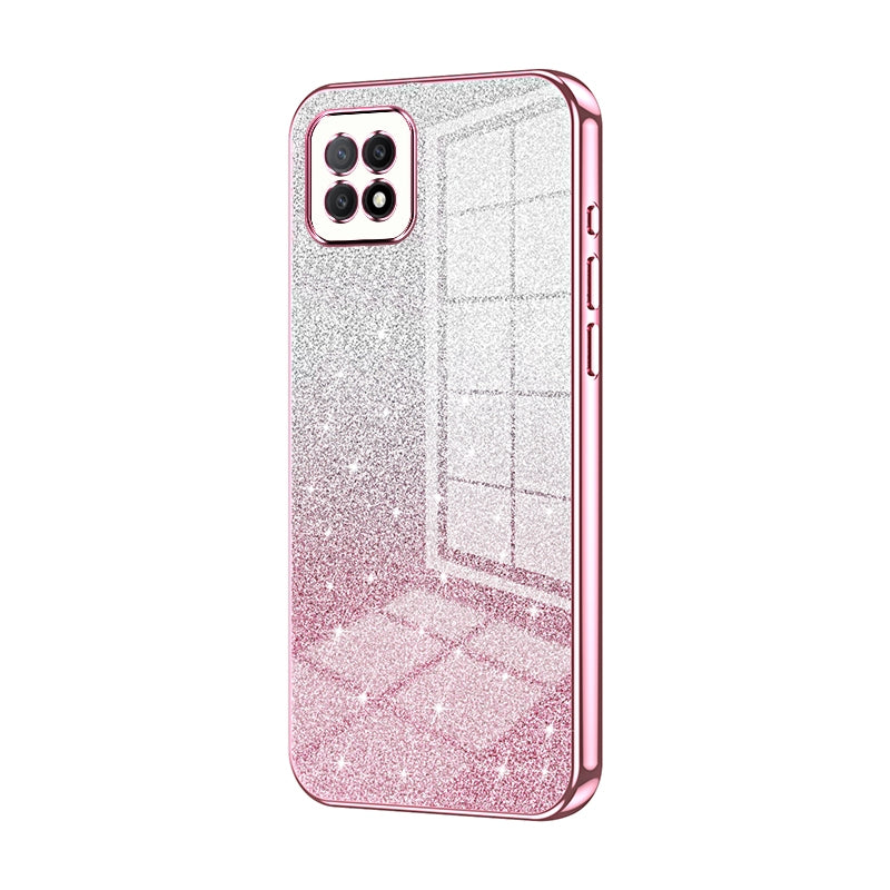 OPPO A73 5G Luxurious Electroplated Gradient Glitter Powder Case - Enhanced Lens Protection