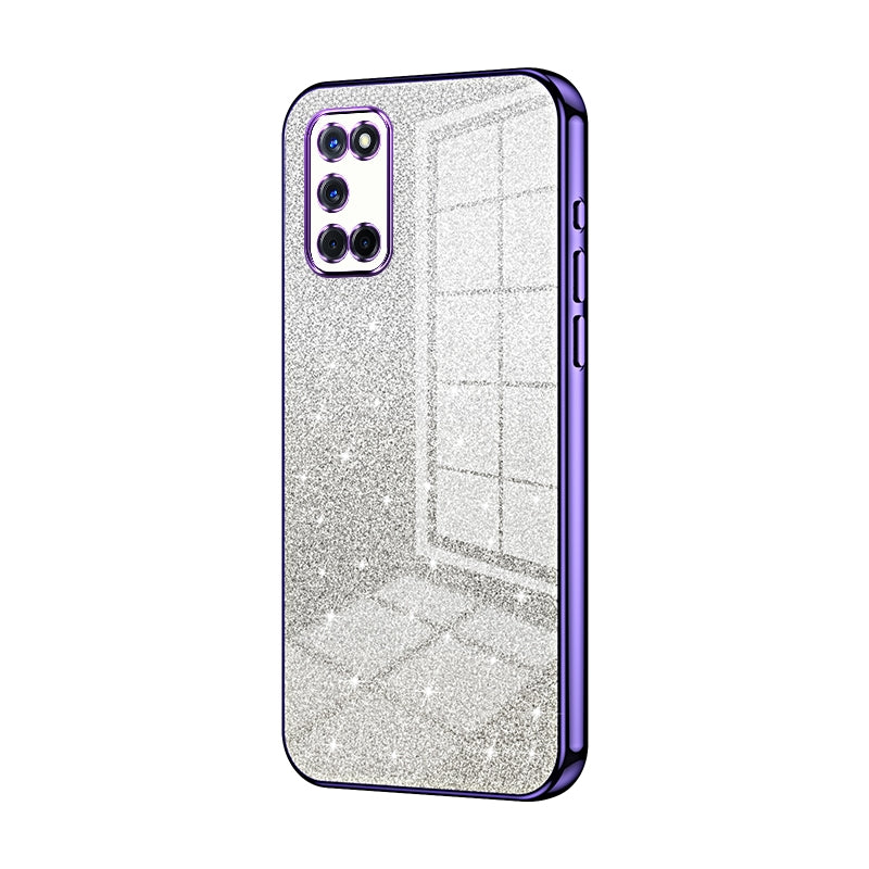 OPPO A72 Luxurious Electroplated Gradient Glitter Powder Case - Enhanced Lens Protection