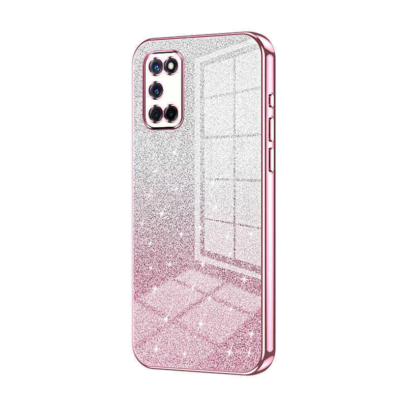 OPPO A72 Luxurious Electroplated Gradient Glitter Powder Case - Enhanced Lens Protection