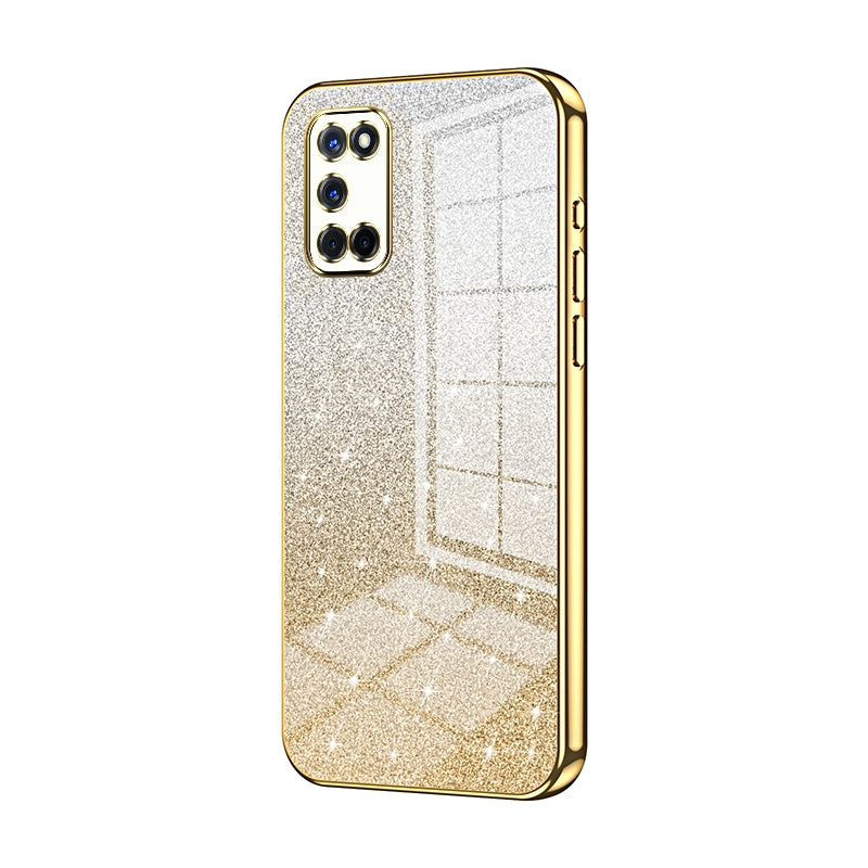OPPO A72 Luxurious Electroplated Gradient Glitter Powder Case - Enhanced Lens Protection